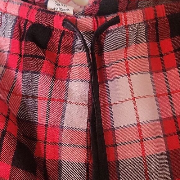Victoria's Secret Pajama Pants S Red Plaid PJ Bottoms Tinsel - Picture 3 of 7